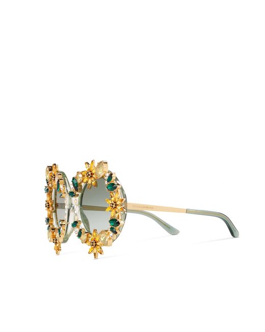 Dolce & Gabbana Crystal Zonnebril in het Metallic