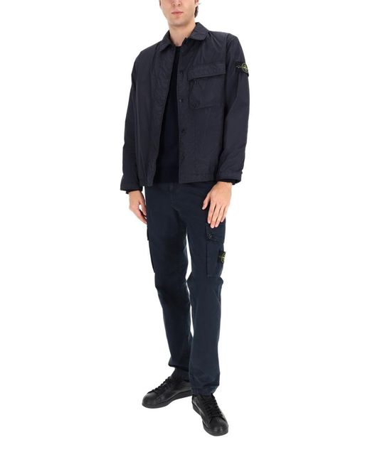 Stone Island Blue Padded Overshirt for men