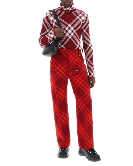 Pantalon de laine à carreaux Burberry pour homme en coloris Red