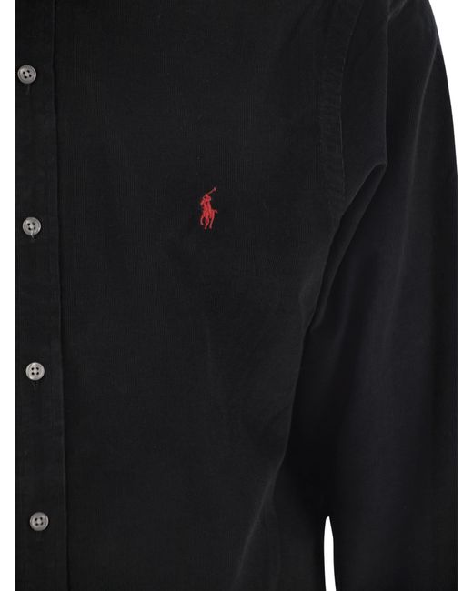Polo Ralph Lauren Black Slim Fit Velvet Shirt