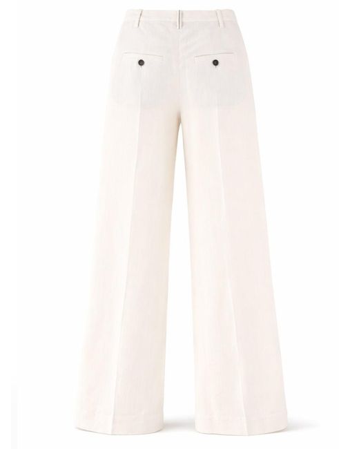 Brunello Cucinelli Natural Linen Blend Tailored Pants