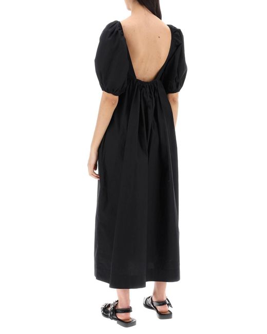 Ganni Maxi Cotton Poplin -jurk In in het Black