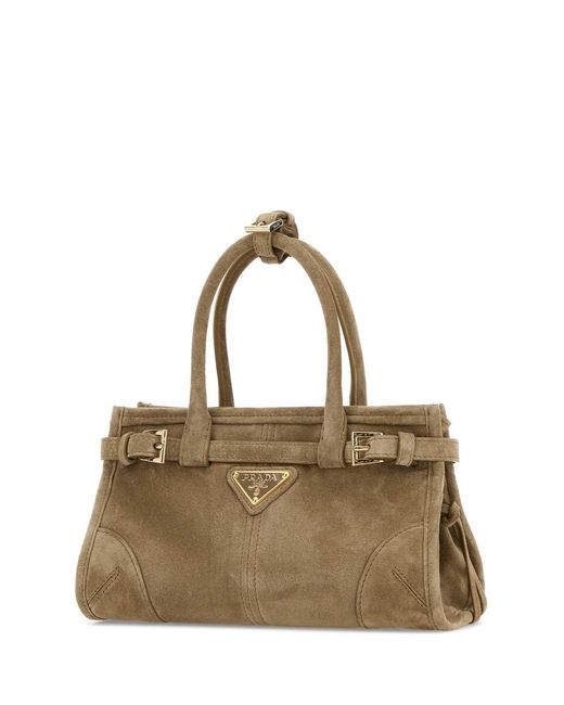 Prada Metallic Sand Suede Mini Bonnie Handbag