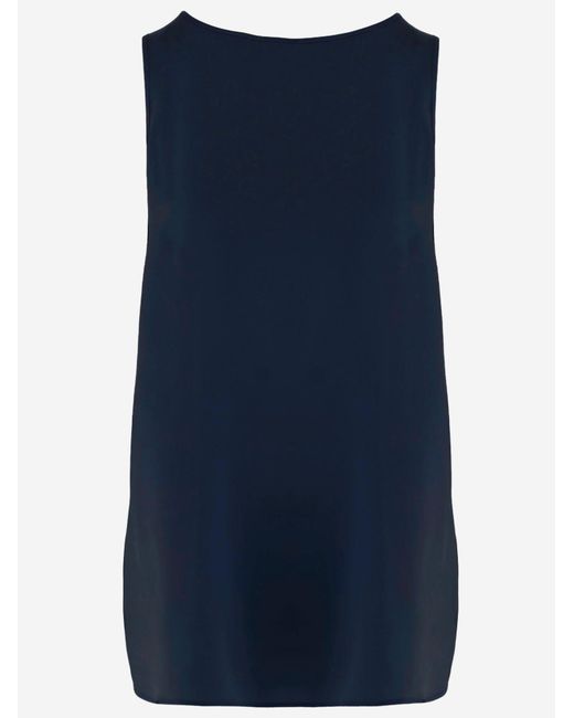Allude Blue Stretch Silk Top
