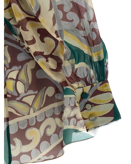 Etro Green Paisley Print Blouse Shirt And Blouse