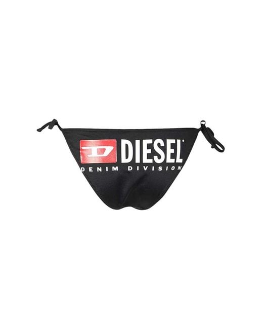 DIESEL Black Solid Bikini Bottom Swimwear