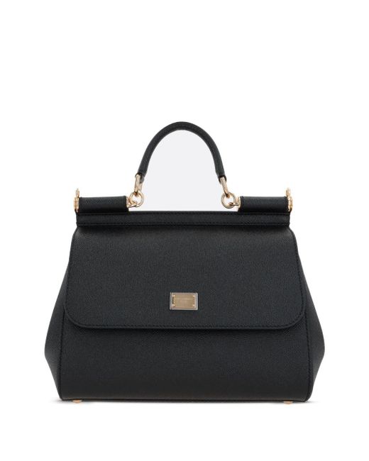 Dolce & Gabbana Sicily Grote Lederen Handtas in het Black