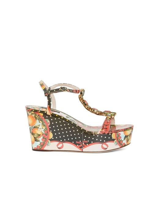 Dolce & Gabbana Wedge Sandals in het Metallic