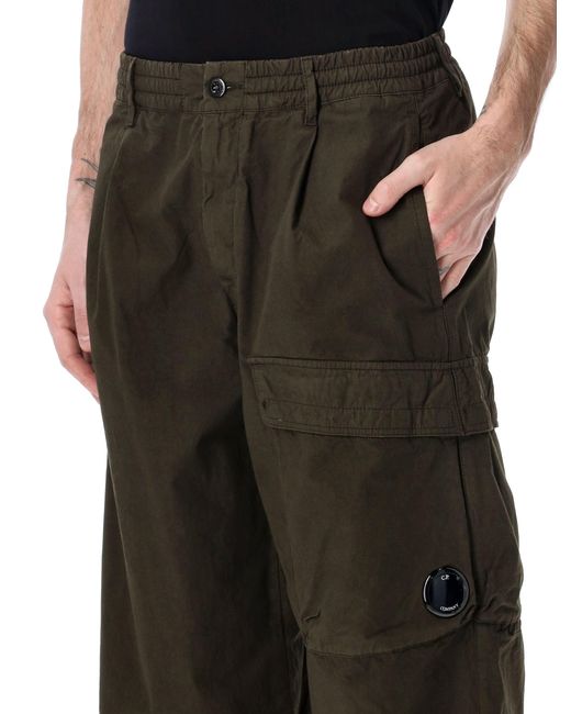 C P Company Black C.P. Company Microreps Cargo Pants for men