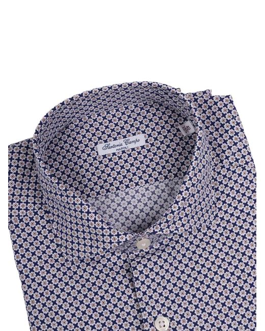 SARTORIA DEL CAMPO-SONRISA Blue Shirt Cotton for men