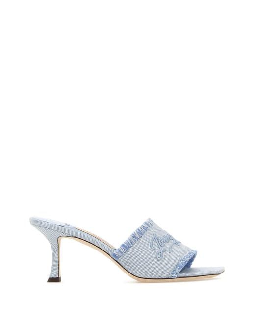 Jimmy Choo White Two-tone Canvas Alexia 70 Mules