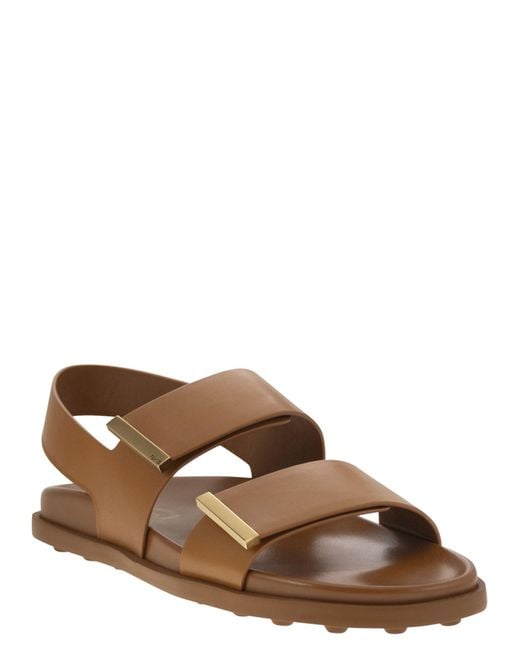 Tod's Brown Sandal With Two Leather Straps