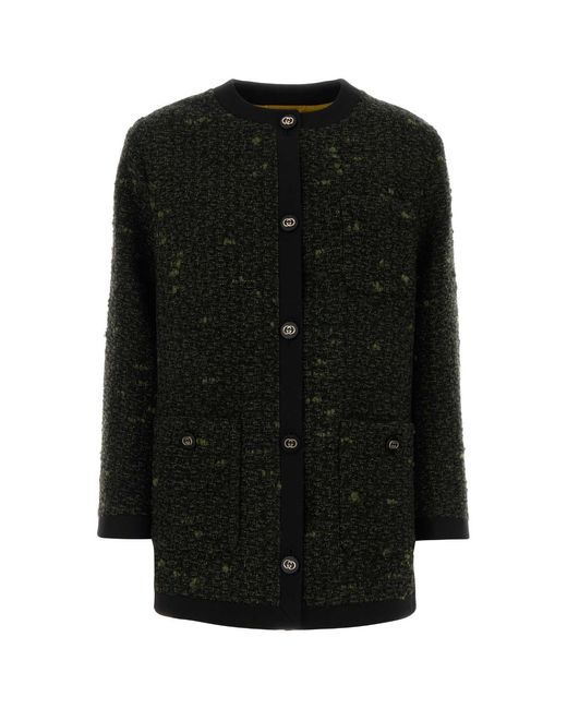 Gucci Black Boucle Overcoat