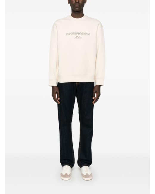Sudadera con logo bordado Emporio Armani de hombre de color White