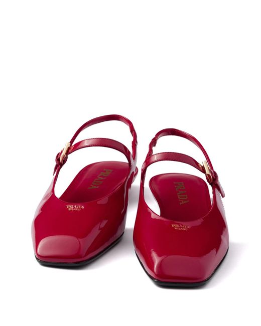Prada Red Slingback-Ballerinas aus Leder