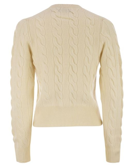 Polo Ralph Lauren Natural Wool And Cashmere Cable Knit Cardigan