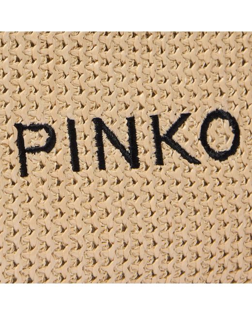 Pinko Natural Small Raffia Bag With Logo