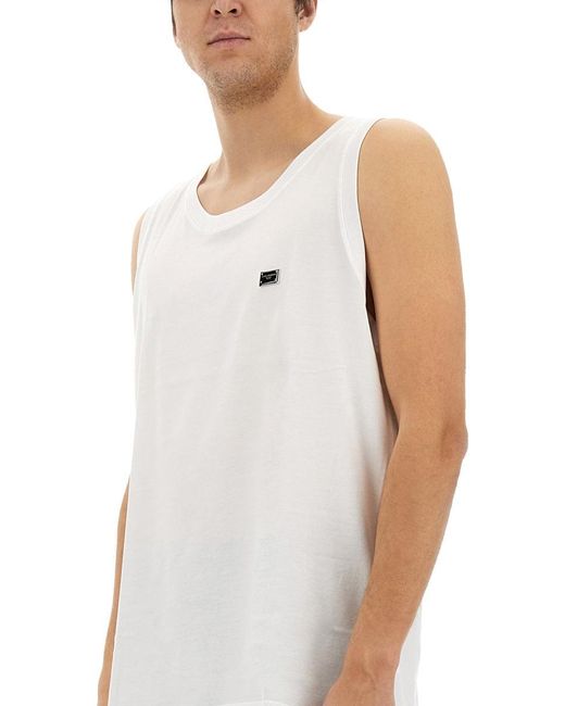 Dolce & Gabbana White Cotton "Over" Tank Top