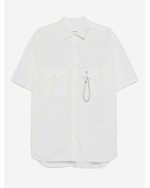 E Vagare La Camicia Di Miscela Di Cotone Con Gancio A Scatto di And Wander in White da Uomo