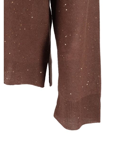 Fabiana Filippi Brown V-Neck Wool Blend Sweater
