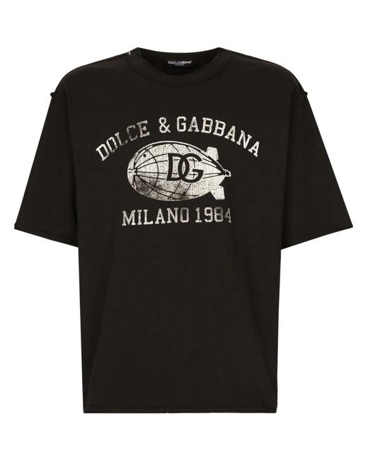 Dolce & Gabbana Black T-Shirt With Print for men