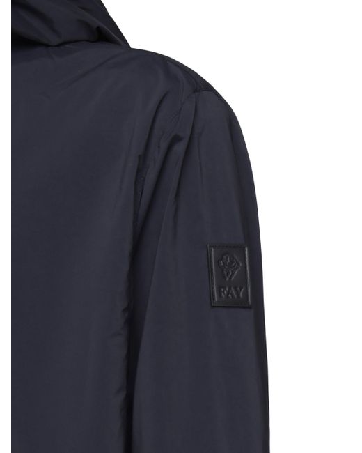 Fay Blue Nylon Windbreaker Hooded Jacket