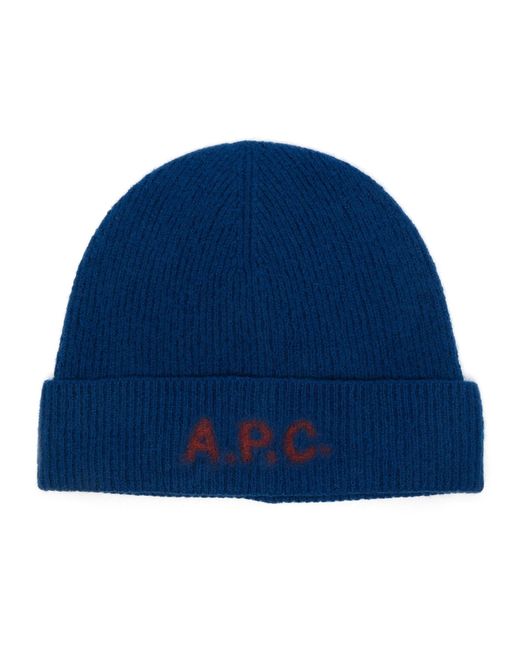 A.P.C. Mütze Mit Logo-Print in Blue für Herren