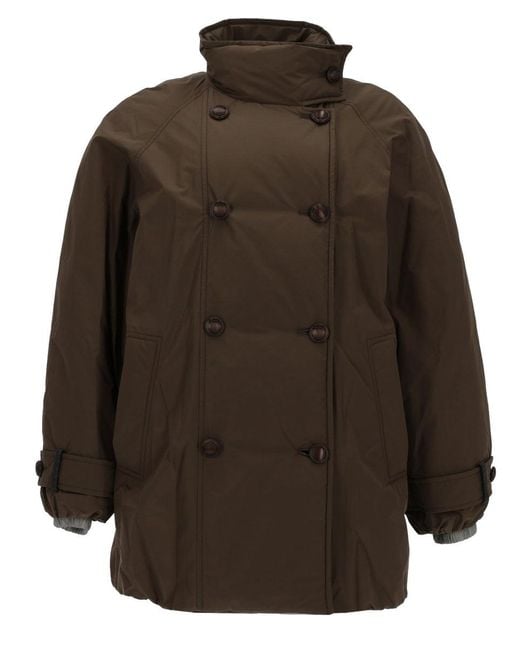 Brunello Cucinelli Brown Double-Breasted Down Jacket