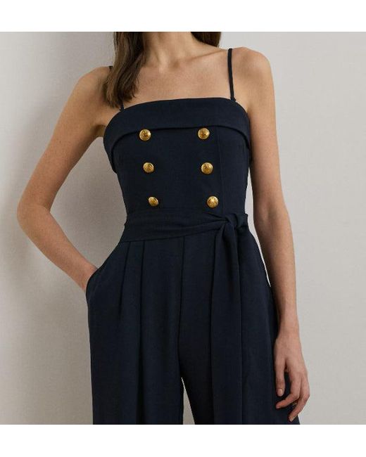 Ralph Lauren Blue Jumpsuit in Satin und Krepp