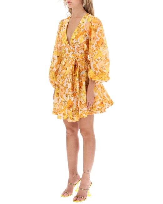 'Raie Wrap' Mini -Kleid Zimmermann en coloris Yellow