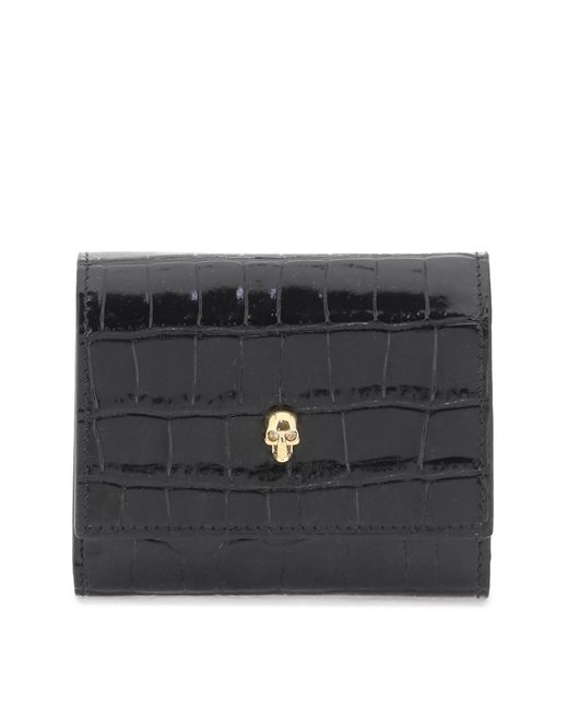 Alexander McQueen Compact Skull -portemonnee in het Black