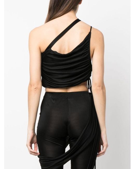 ANDREADAMO Black Andreadamo Shoulder Crop Top for men