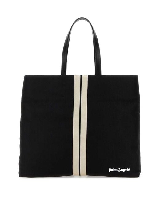 Palm Angels Black Canvas Shopping Bag