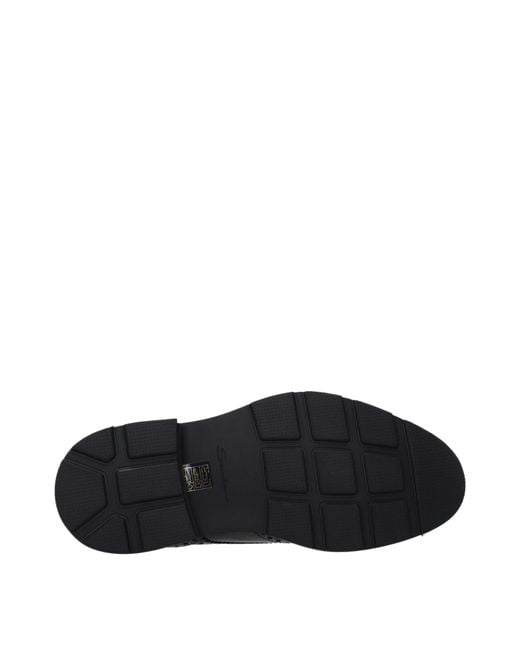Santoni Black Leather Derby