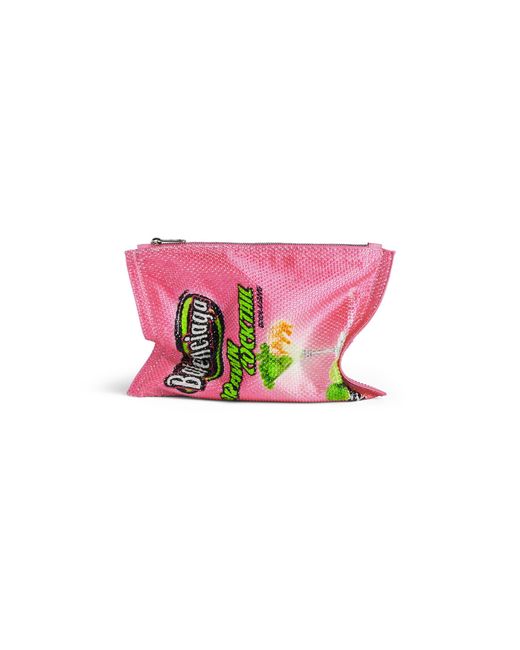 Balenciaga Pink Chips Bag Small With Rhinestones for men