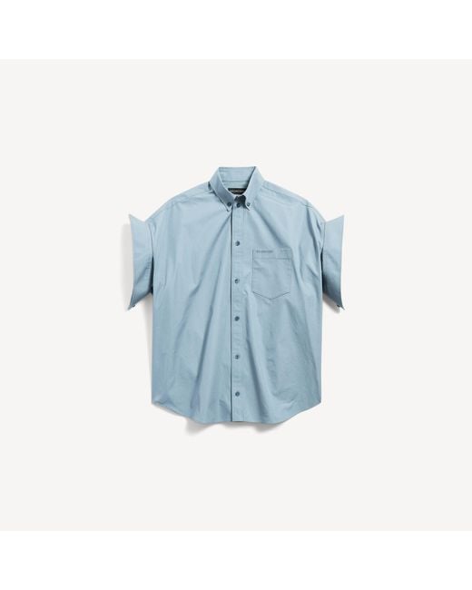 Balenciaga Blue Tucked Sleeve Shirt