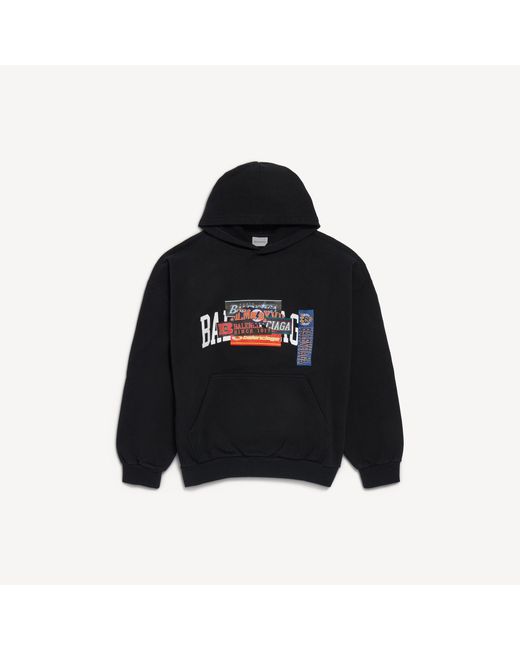 Balenciaga Black Bumper Stickers Medium Fit Hoodie for men