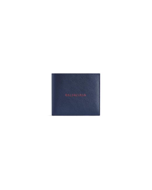 Balenciaga Blue Cash Square Folded Coin Wallet for men