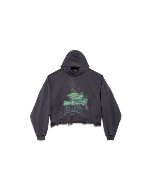 Balenciaga Blue Diy Imprint Cropped Hoodie