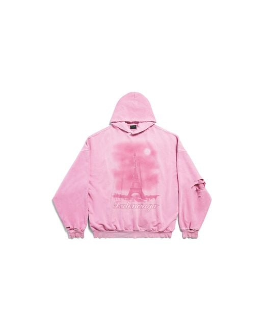 Balenciaga Pink Paris Moon Hoodie Oversized