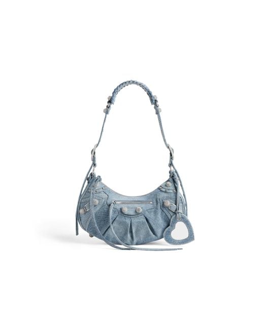 Balenciaga Blue Le Cagole Shoulder Bag Small With Rhinestones