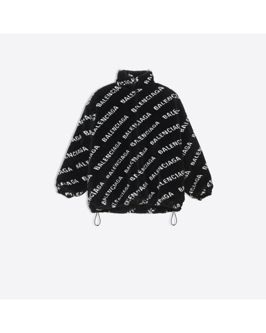 Balenciaga Flauschige Jacke mit Reißverschluss und Allover-Logo in Schwarz  für Herren | Lyst AT