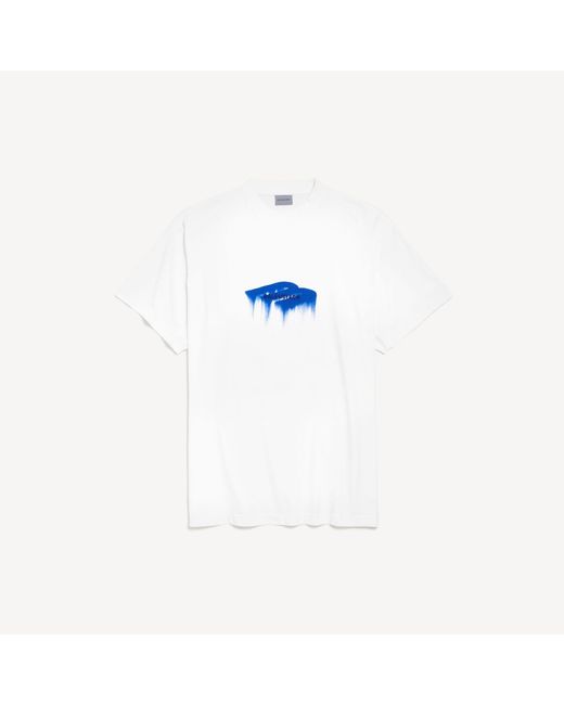 Balenciaga White Wet Brush Oversized T-Shirt for men