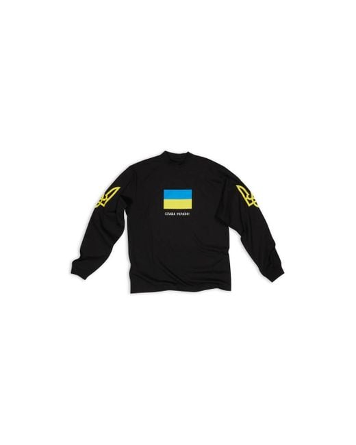 Balenciaga Support Ukraine Long Sleeve T-shirt Medium Fit Black