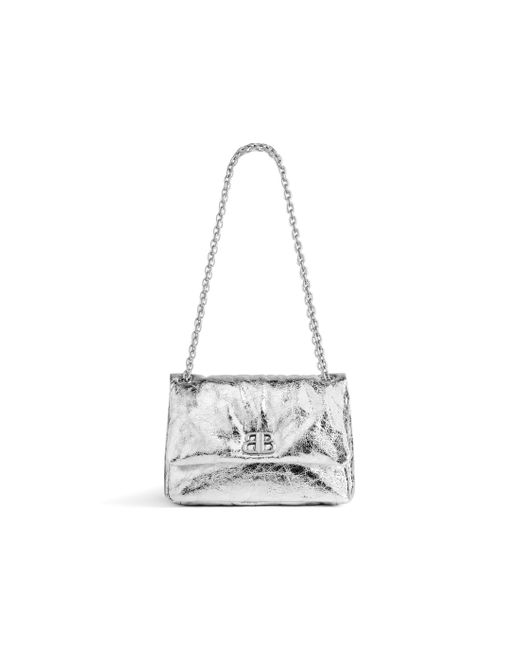 Balenciaga White Monaco Mini Bag Metallized