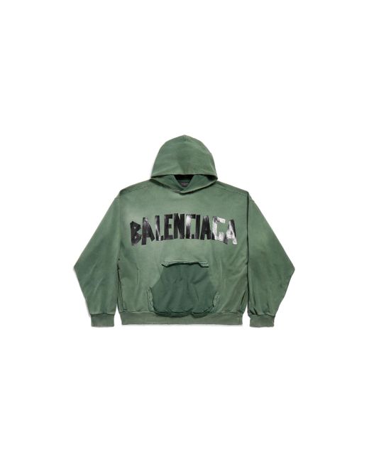 Balenciaga Green New Tape Type Ripped Pocket Hoodie Large Fit