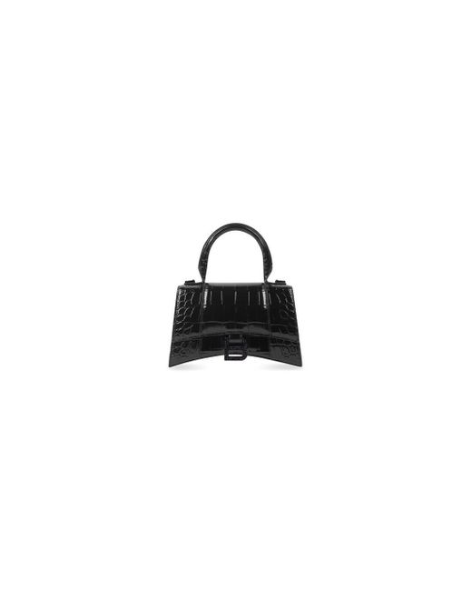 Balenciaga Leather Hourglass Xs Handbag Crocodile Embossed With ...