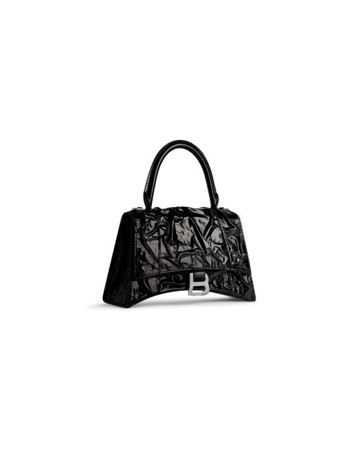 Balenciaga Black Hourglass Small Handbag Crushed Effect