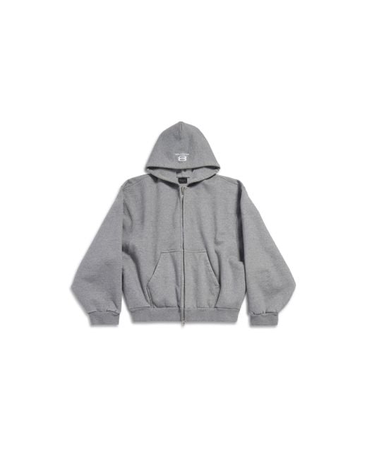 Balenciaga Gray Unity sports icon boxy hoodie large fit mit reißverschluss