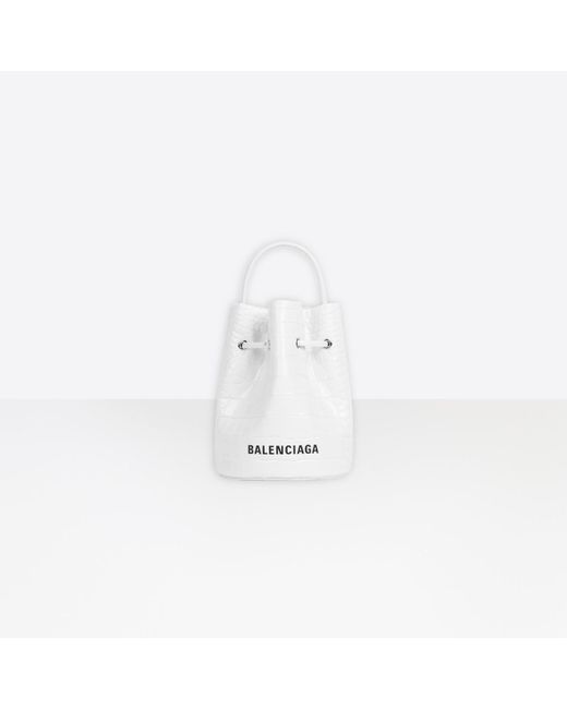 Balenciaga White Everyday Xs Drawstring Bucket Bag